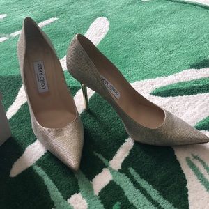 Jimmy Choo “Lame Glitter - Gold” Heels